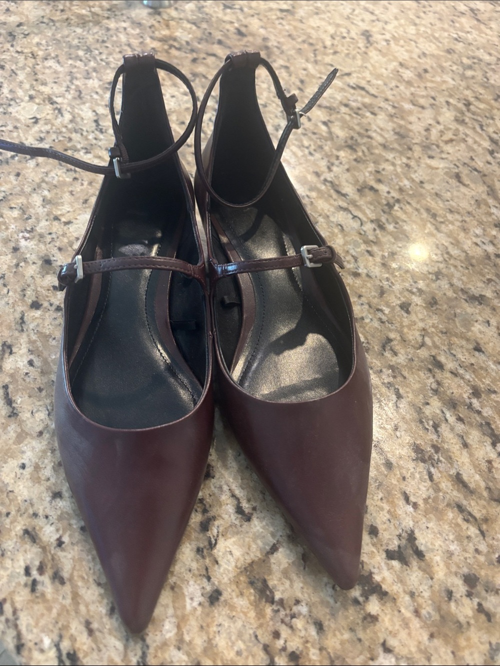 Zara New Without Tags Size 40 Pointed Toe Ankle-Strap Kitten Heels in Burgandy